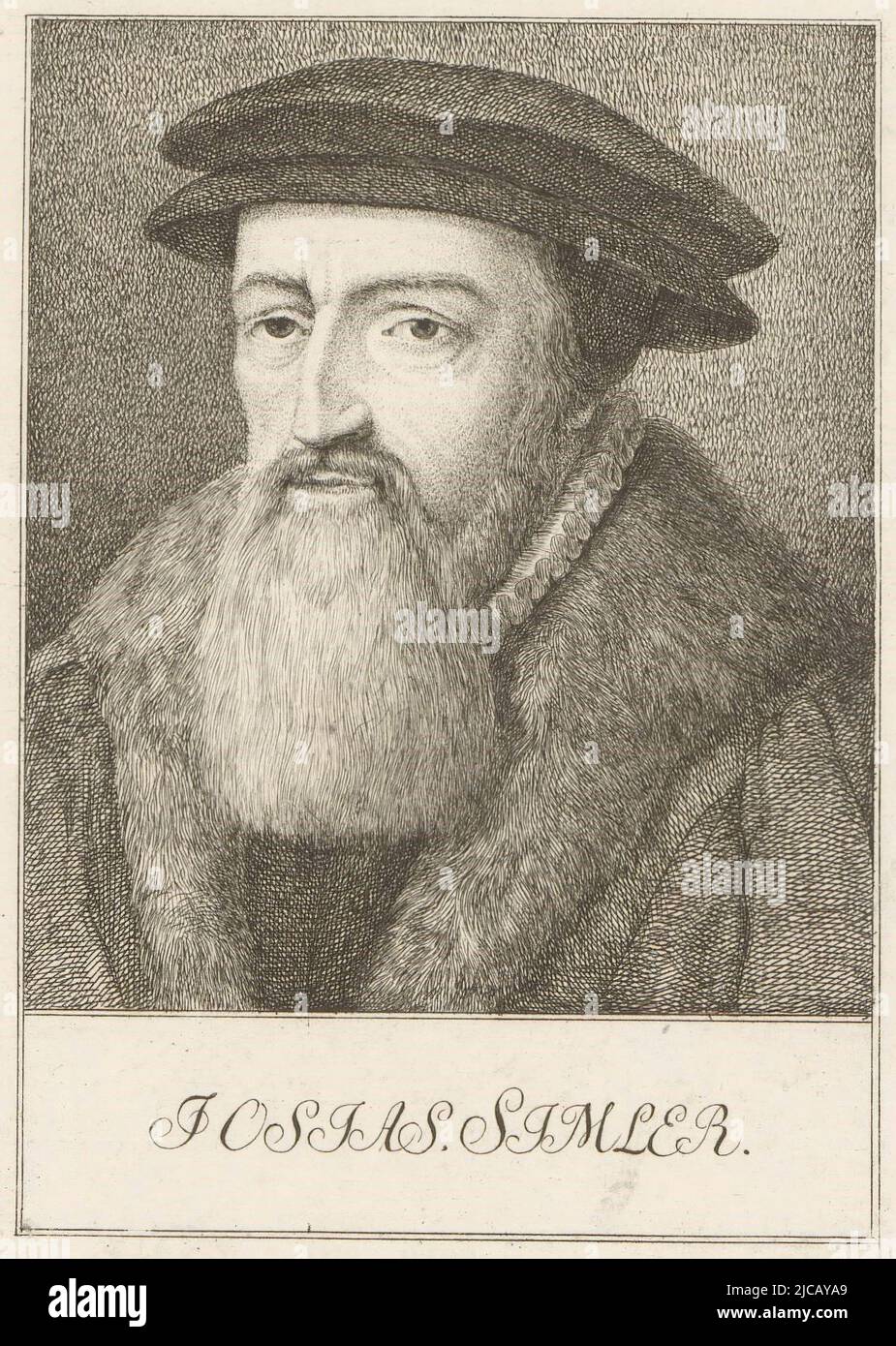 Porträt von Josias Simlerus, Druckerei: Heinrich Pfenninger, 1759 - 1815, Papier, Radierung, H 128 mm - B 90 mm Stockfoto