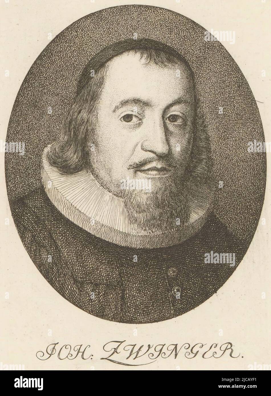 Porträt von Johann Zwinger, Druckerei: Heinrich Pfenninger, (zugeschrieben), 1759 - 1815, Papier, Radierung, H 126 mm - B 90 mm Stockfoto