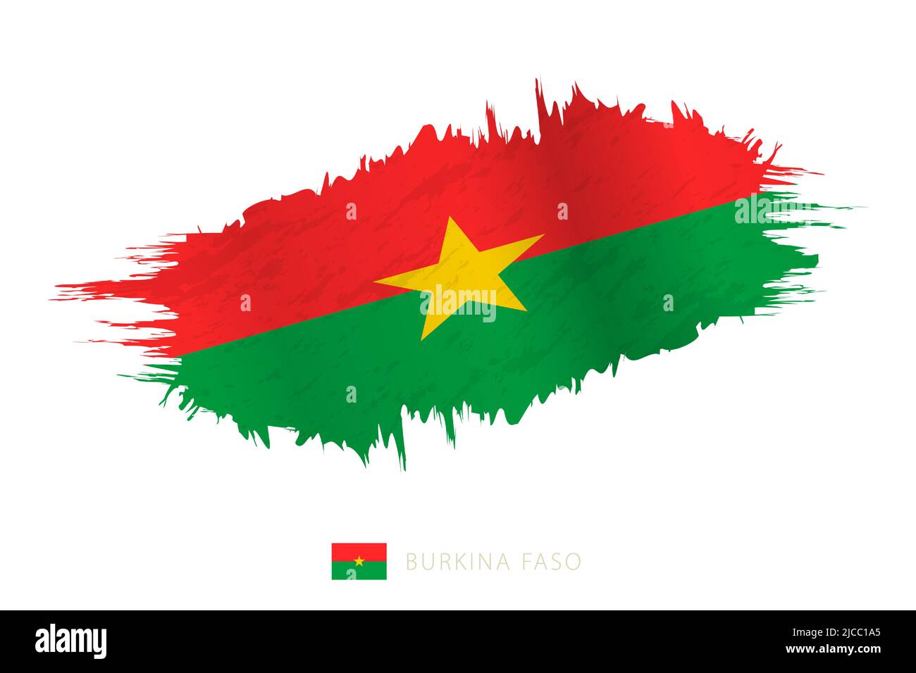 Bemalte Pinselstreichflagge von Burkina Faso mit wehender Wirkung. Vektorflagge. Stock Vektor