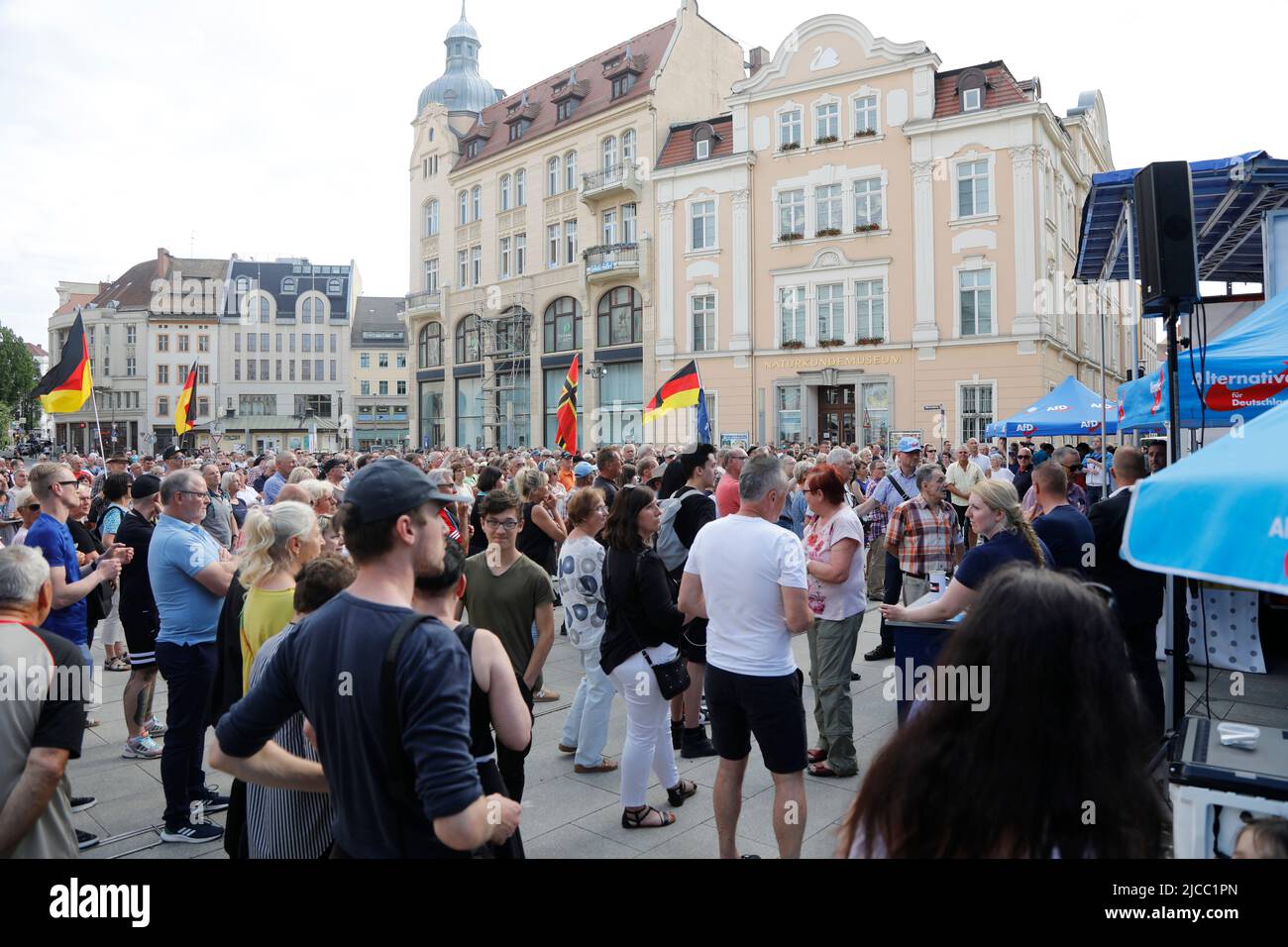 Alice Weidel, Sebastian Wippel, Tino Chrupalla und Jörg Urban beim Landratswahlkampf für Sebastian Wippel am Marienplatz. Görlitz, 11.06.2022 Stockfoto