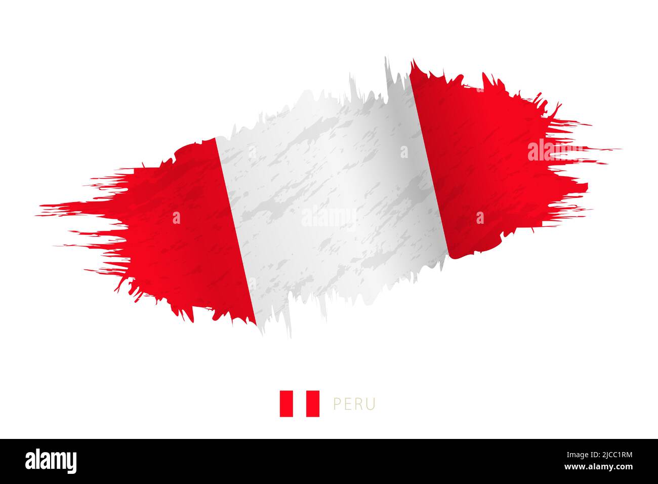 Bemalte Pinselstreichflagge von Peru mit wehender Wirkung. Vektorflagge. Stock Vektor