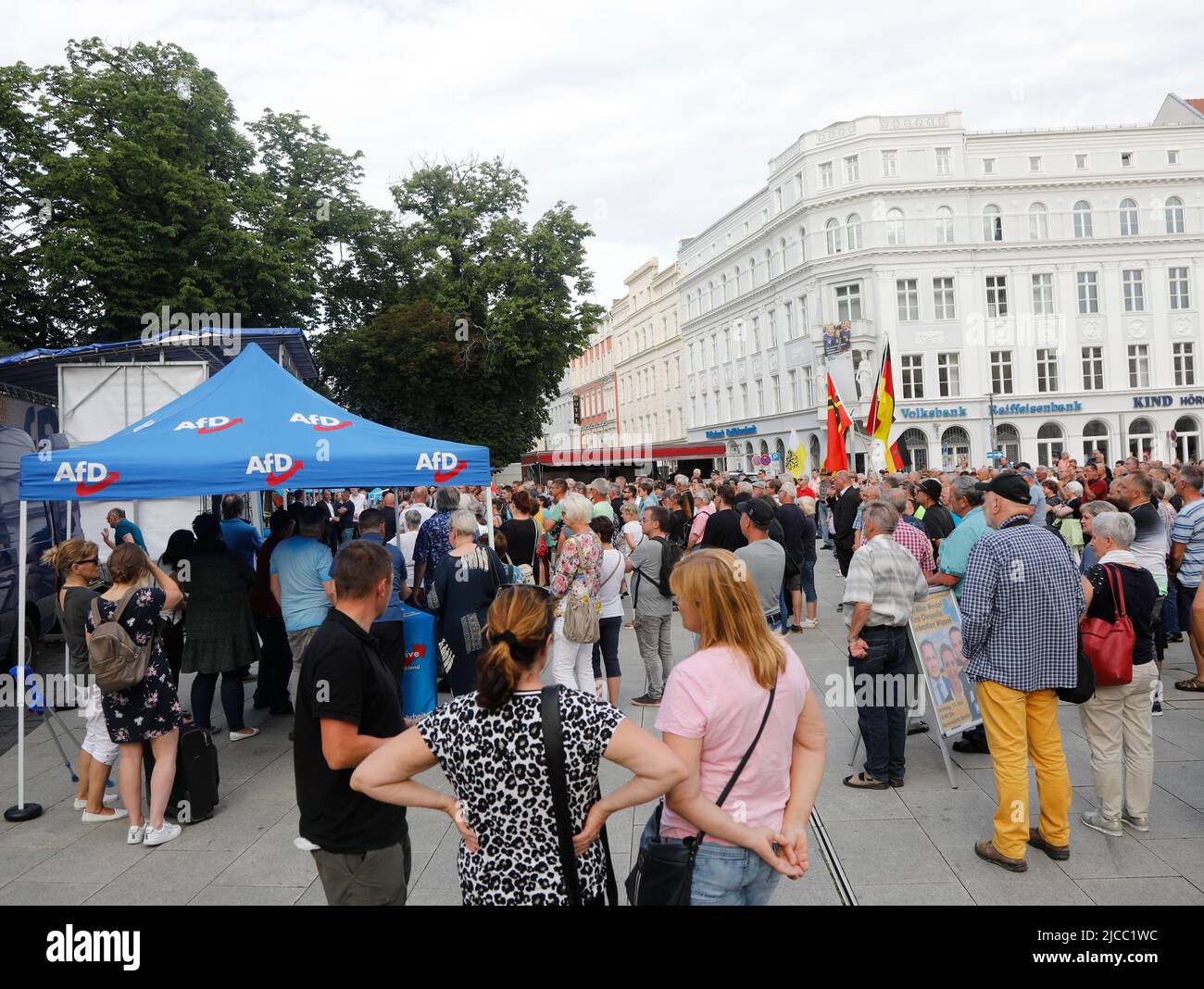 Alice Weidel, Sebastian Wippel, Tino Chrupalla und Jörg Urban beim Landratswahlkampf für Sebastian Wippel am Marienplatz. Görlitz, 11.06.2022 Stockfoto