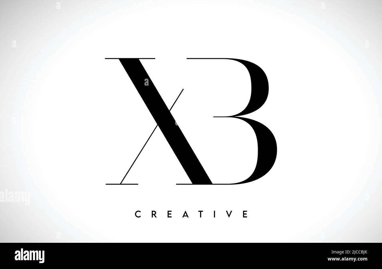 XB Künstlerischer Brief Logo Design mit Creative Serif Schriftart in Schwarz-Weiß-Farben Vektor-Illustration Stock Vektor