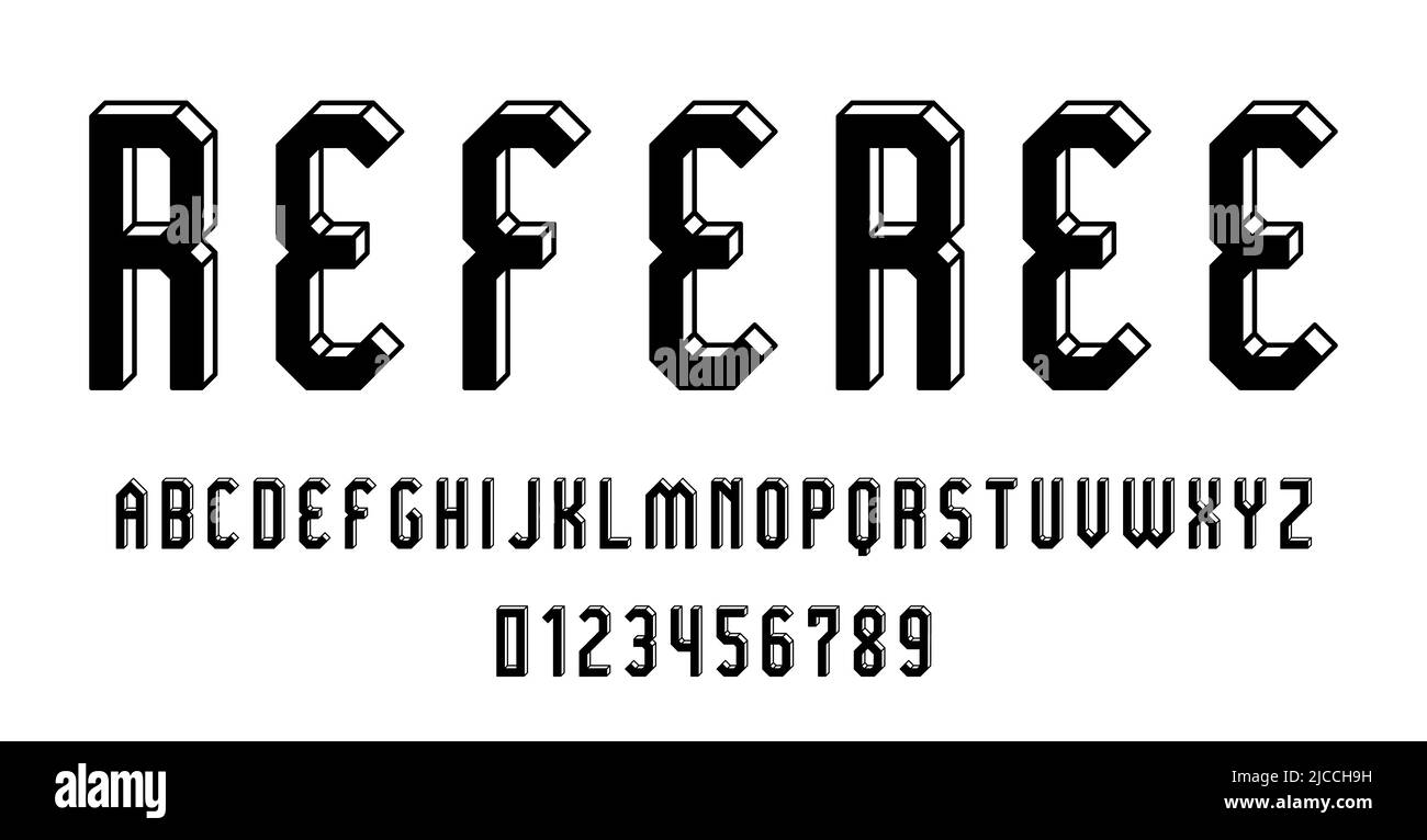 Satz von Alphabeten Schrift Buchstaben und Zahlen Moderne abstrakte Umrisse 3D Konzept-Design mit Linien Vektor-Illustration Stock Vektor