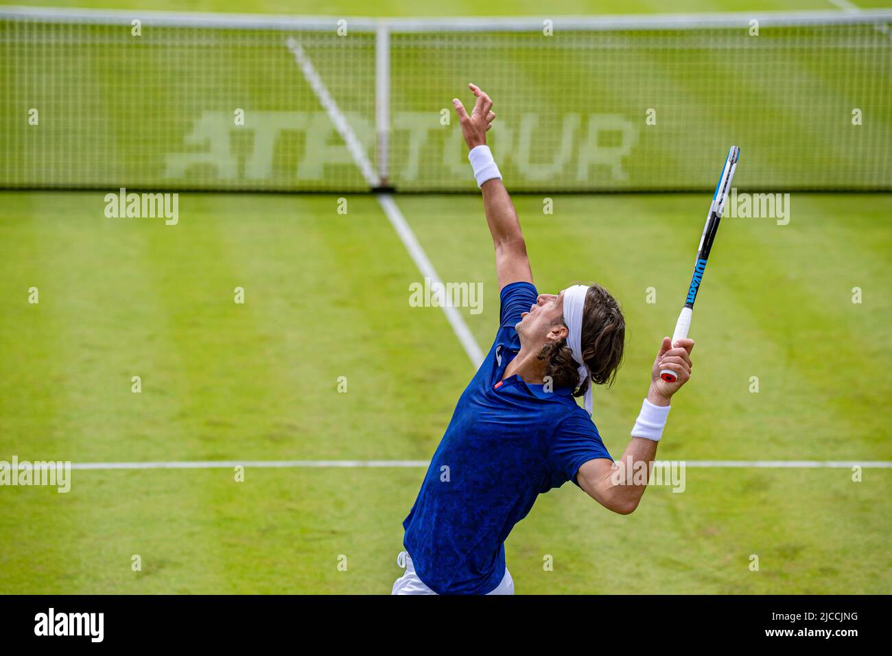 LONDON, GROSSBRITANNIEN. Juni 12, 2022. Feliciano Lopez aus Spanien gegen Emil Ruusuvuori aus Finnland beim Qualifikationsspiel am zweiten Tag der Cinch Championships 2022 im Queen's Club am Sonntag, 12. Juni 2022 in LONDON, ENGLAND. Kredit: Taka G Wu/Alamy Live Nachrichten Stockfoto