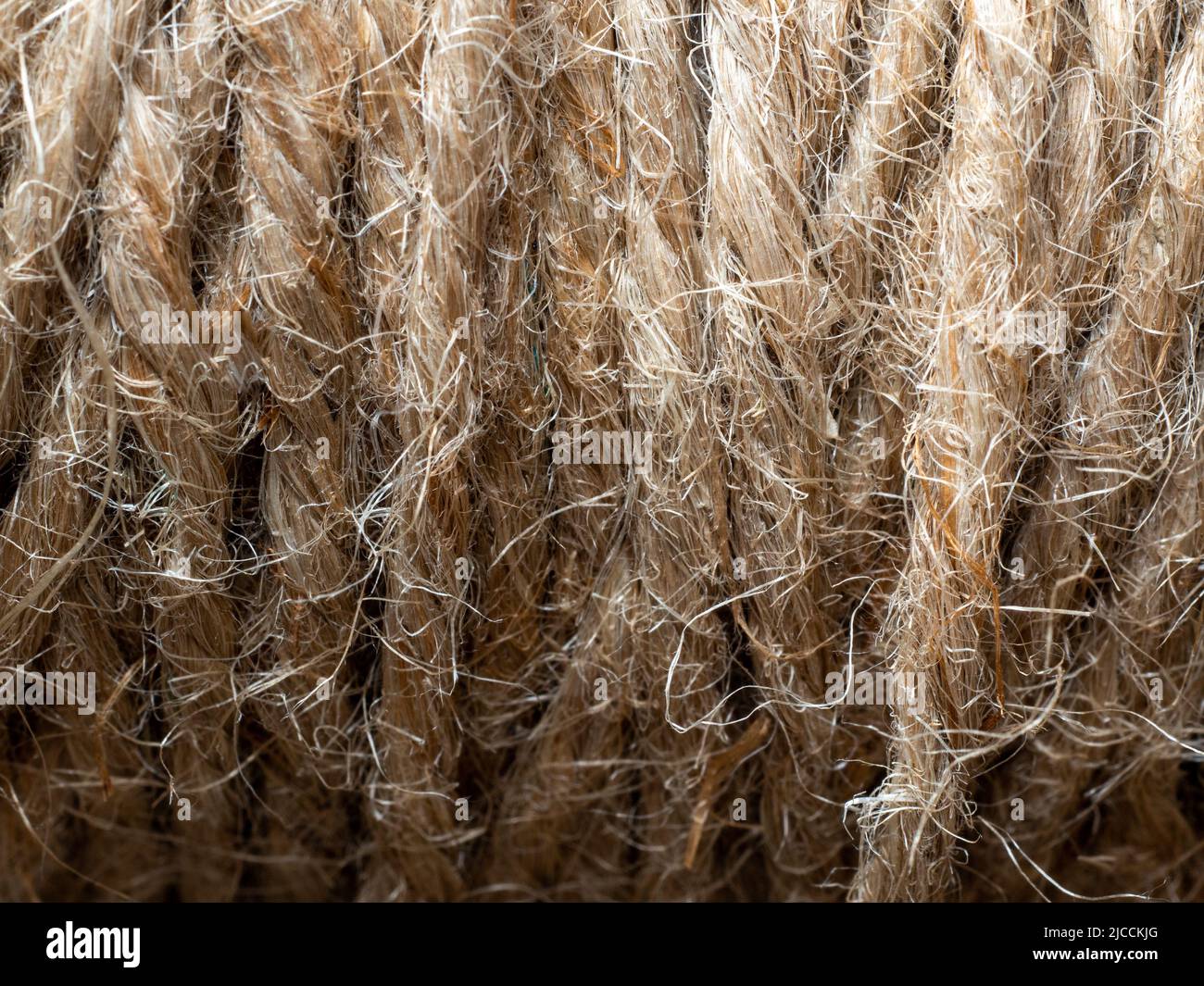 Makro-Textur eines rauen Seils. Handwerkliches Konzept Stockfoto