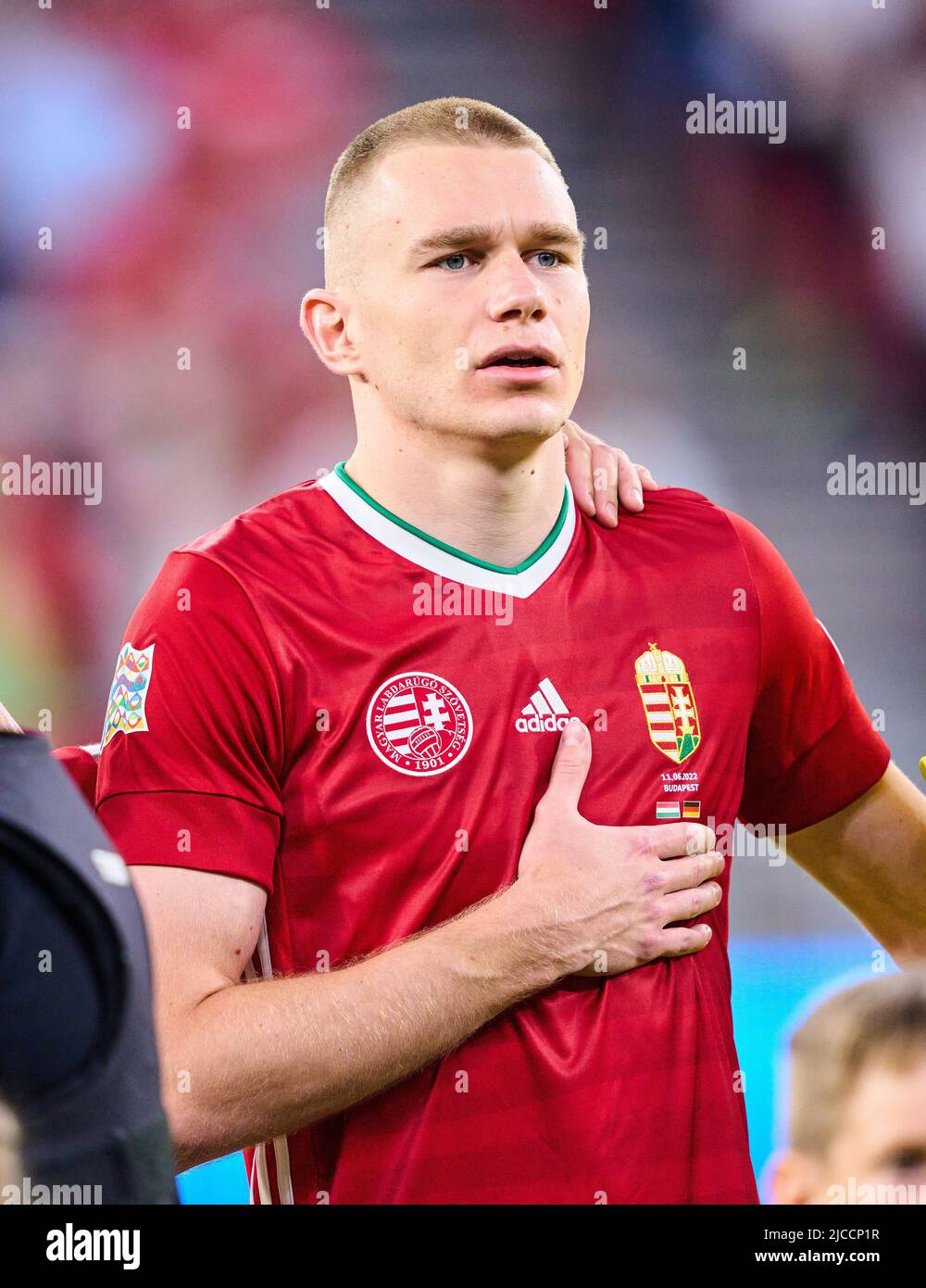 Attila Szalai, HUN 4 im UEFA Nations League 2022 Spiel UNGARN - DEUTSCHLAND 1-1 in der Saison 2022/2023 am 11. Juni 2022 in Budapest, Ungarn. © Peter Schatz / Alamy Live News Stockfoto