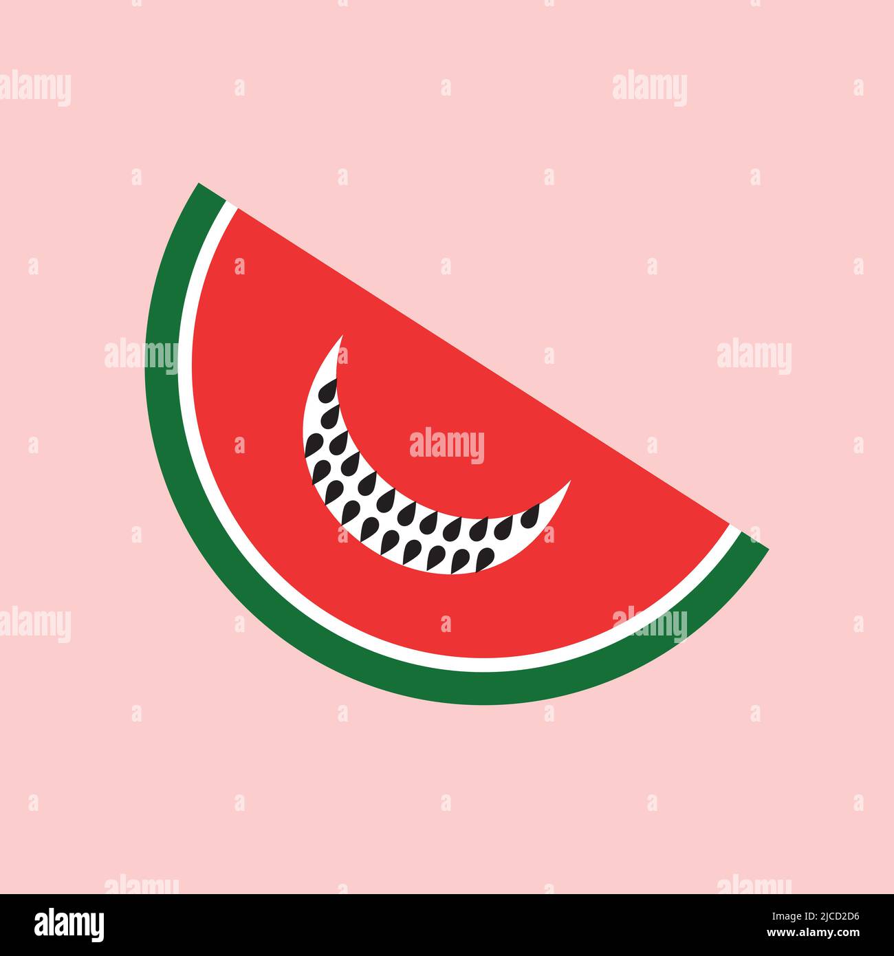 Wassermelonenscheibe mit Mund und Zähnen, Vektor auf weißem Hintergrund Stock Vektor