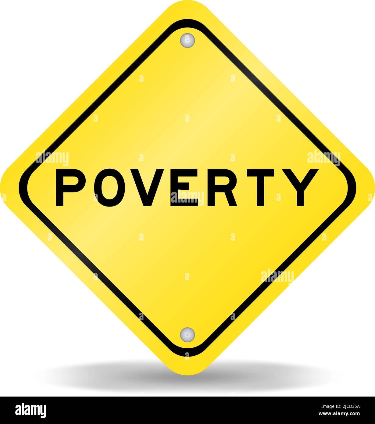 Gelbes Transportschild mit Wort Armut auf weißem Hintergrund Stock Vektor
