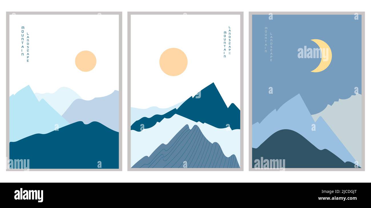 Abstrakte blaue Poster zur Berglandschaft. Vektorgrafik. Poster Stock Vektor