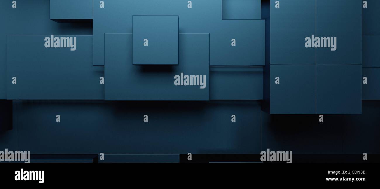 Abstrakt luxuriöse futuristische Cubes Modern Blue abstrakter Hintergrund 3D Illustration Stockfoto