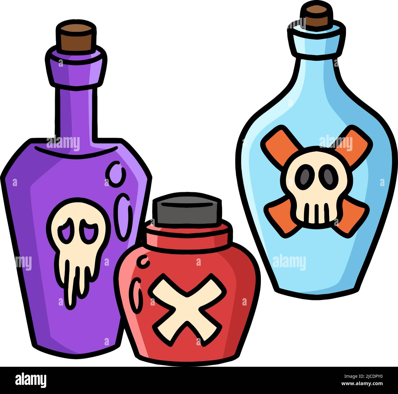 Halloween Cartoon Coloured Cliparte Mit Giftflasche Stock Vektor