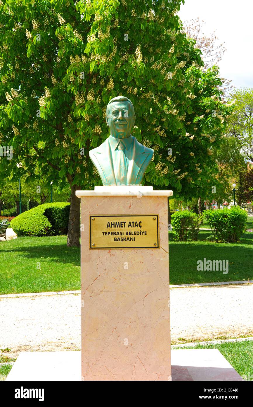 Büste des Bürgermeisters von Tepebasi Eskisehir, Ahmet ATAC Stockfoto