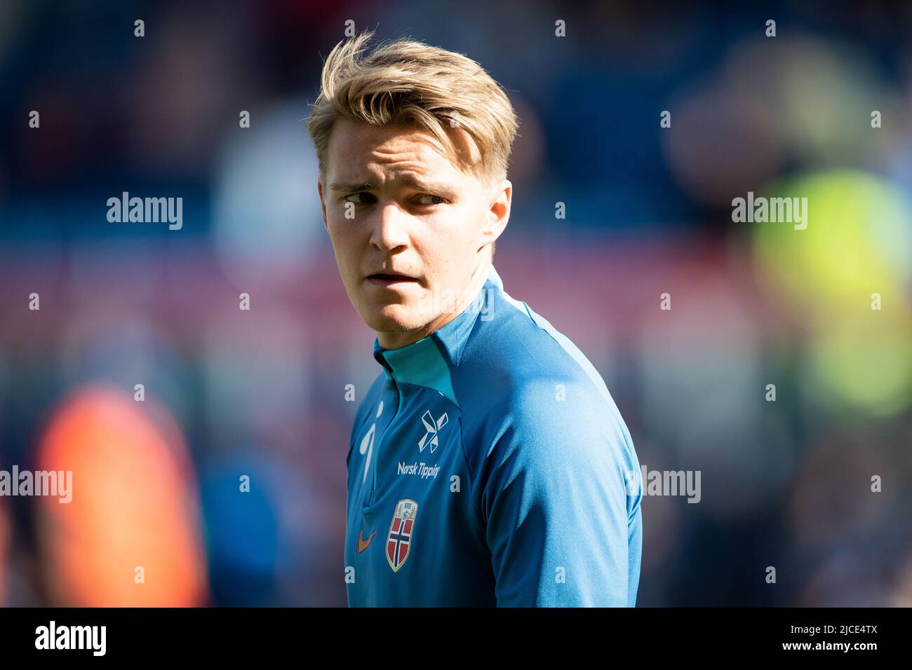 Oslo, Norwegen. 12.. Juni 2022. Martin Odegaard aus Norwegen macht sich vor dem Spiel der UEFA Nations League zwischen Norwegen und Schweden im Ullevaal Stadion in Oslo warm. (Foto: Gonzales Photo/Alamy Live News Stockfoto