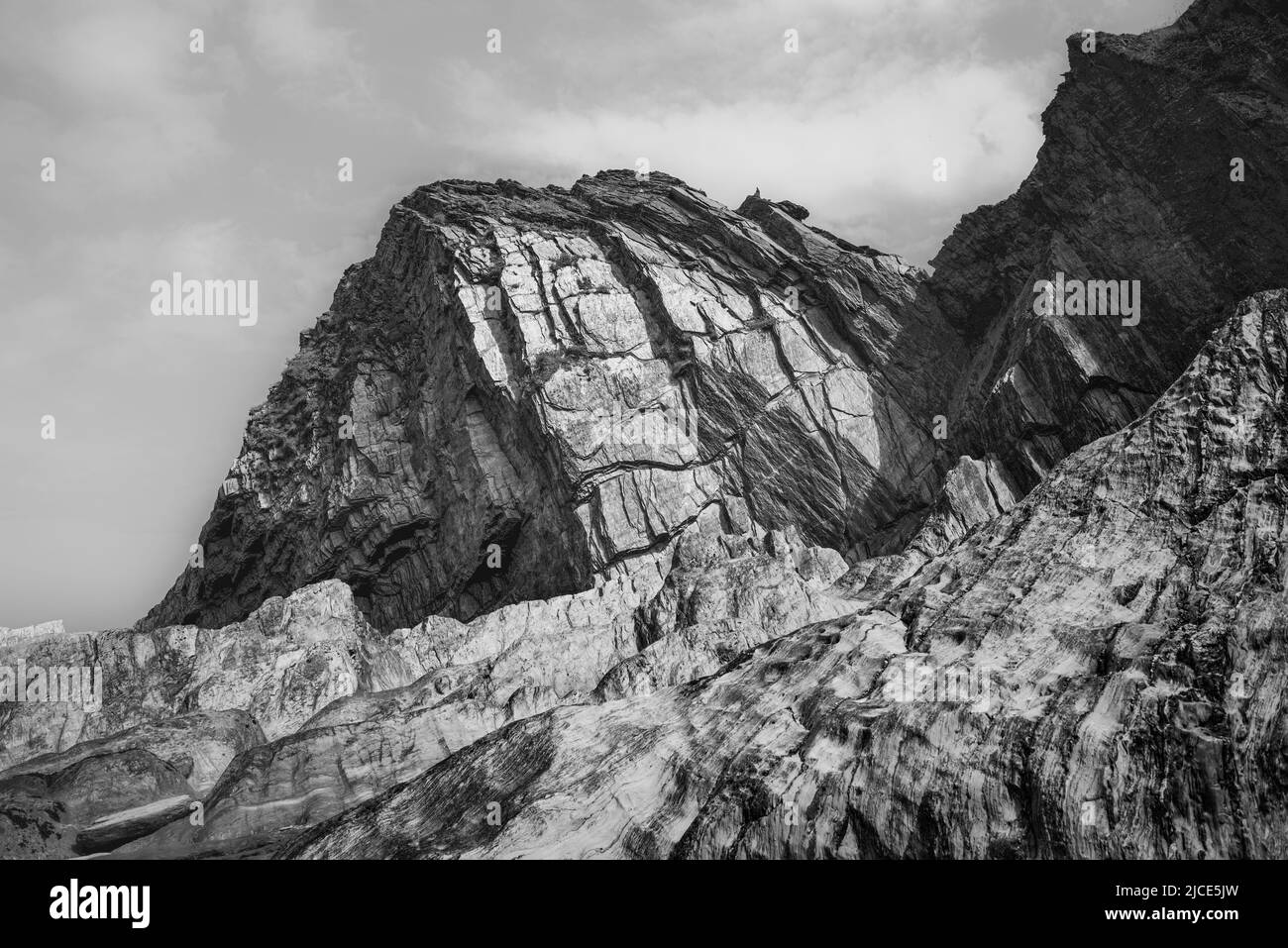 Felsformationen (Kalkstein) in Lee Bay, North Devon, Großbritannien Stockfoto