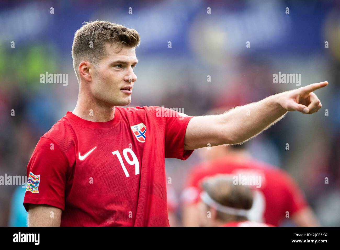 Oslo, Norwegen. 12.. Juni 2022. Alexander Sorloth (19) aus Norwegen beim Spiel der UEFA Nations League zwischen Norwegen und Schweden im Ullevaal Stadion in Oslo. (Foto: Gonzales Photo/Alamy Live News Stockfoto