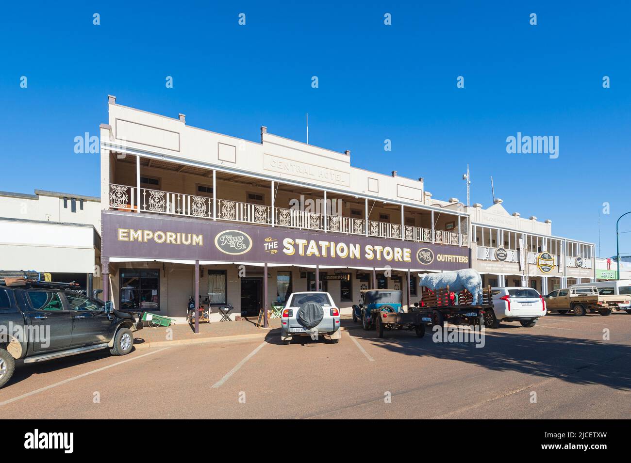 Blick auf den Station Store in Longreach Hauptstraße in CBD, Queensland, QLD, Australien Stockfoto