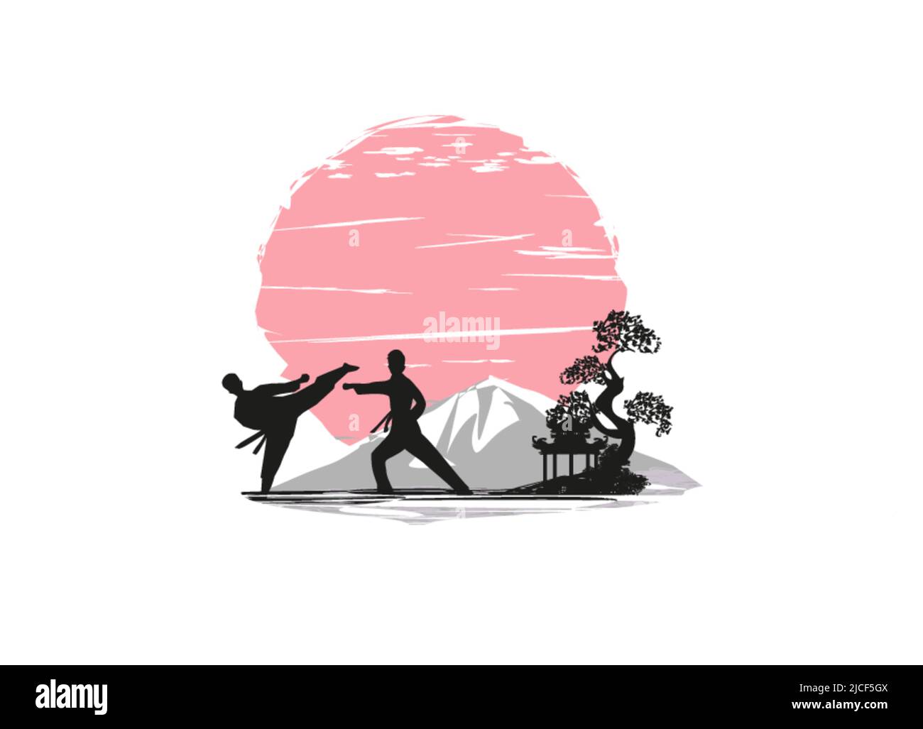Karate Besetzungen - Abstraktionskarte, schöne Landschaft Stock Vektor