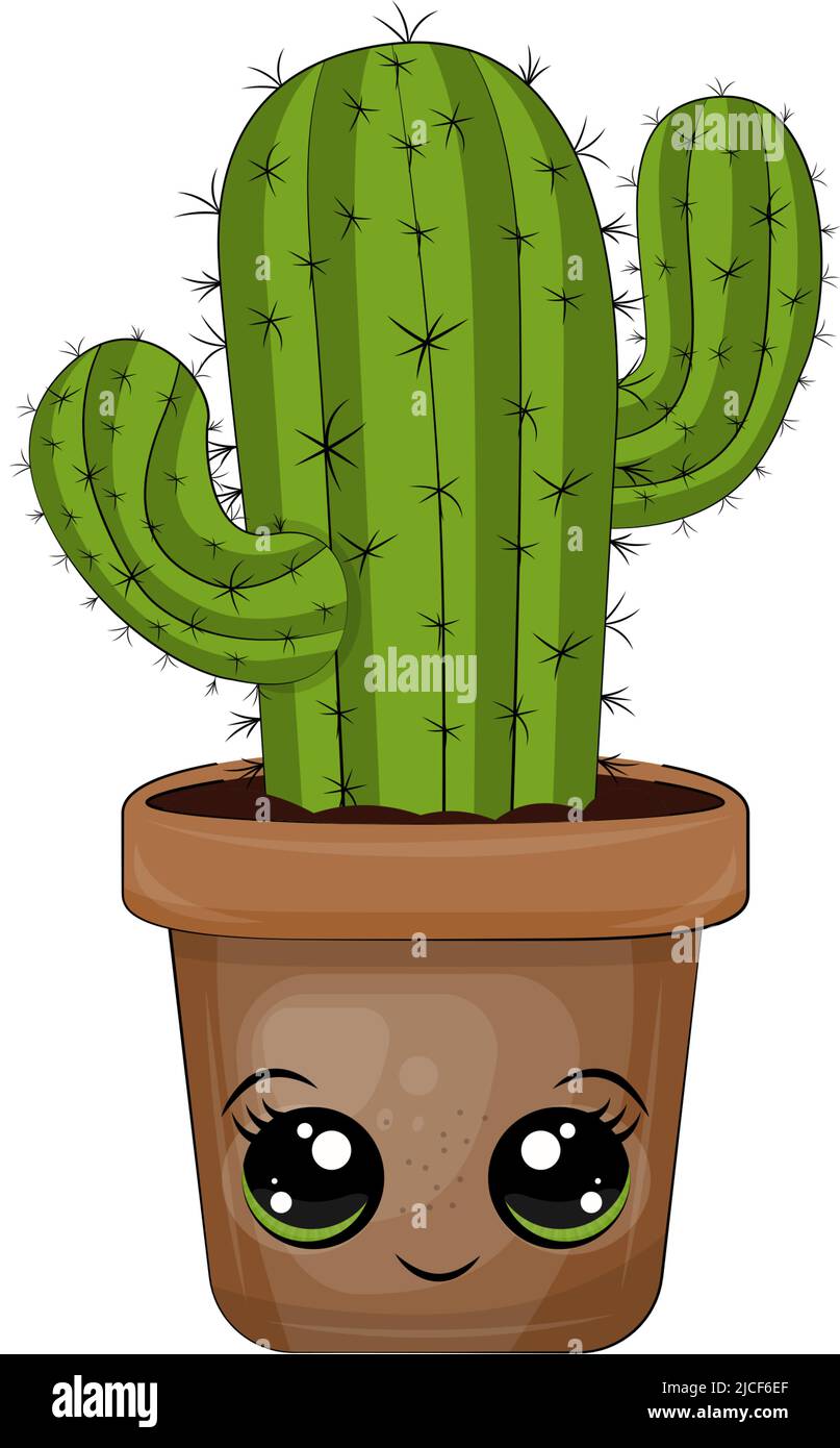 Cute Cactus Clipart fr Kinder Feiertage und Waren. Kawaii Clip Art Kaktus  in einem Topf. Vektor-Illustration eines Tieres fr Aufkleber, Drucke fr  Kleidung Stock-Vektorgrafik - Alamy