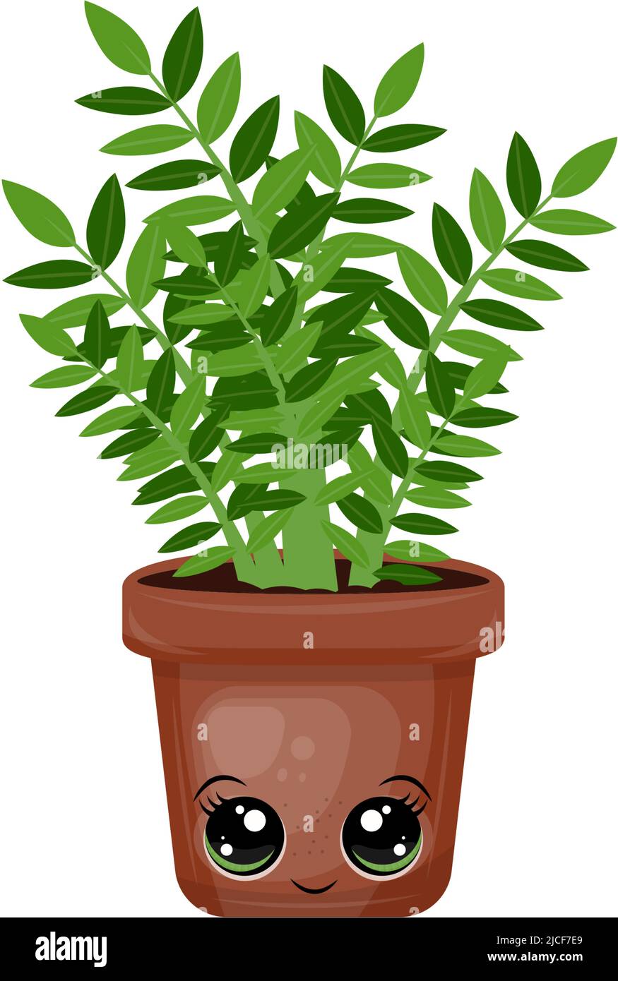 Cute Home Plant Clipart für Kinder Feiertage und Waren. Happy Clip Art Home Plant. Vektor-Illustration eines Tieres für Aufkleber, Drucke für Kleidung Stock Vektor