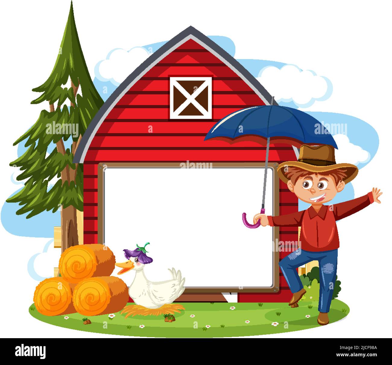 Leere Tafel-Vorlage mit Cartoon-Figur-Illustration Stock-Vektorgrafik