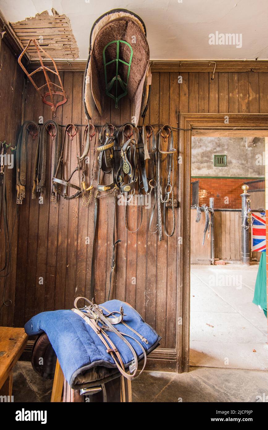 Tack & Brasses im Jubilee Year der Queen, Open Farm Sunday, 10.. Juni 2022, auf der Cappleside Farm, Rathmell, Yorkshire, präsentiert britische Landwirtschaft. Stockfoto