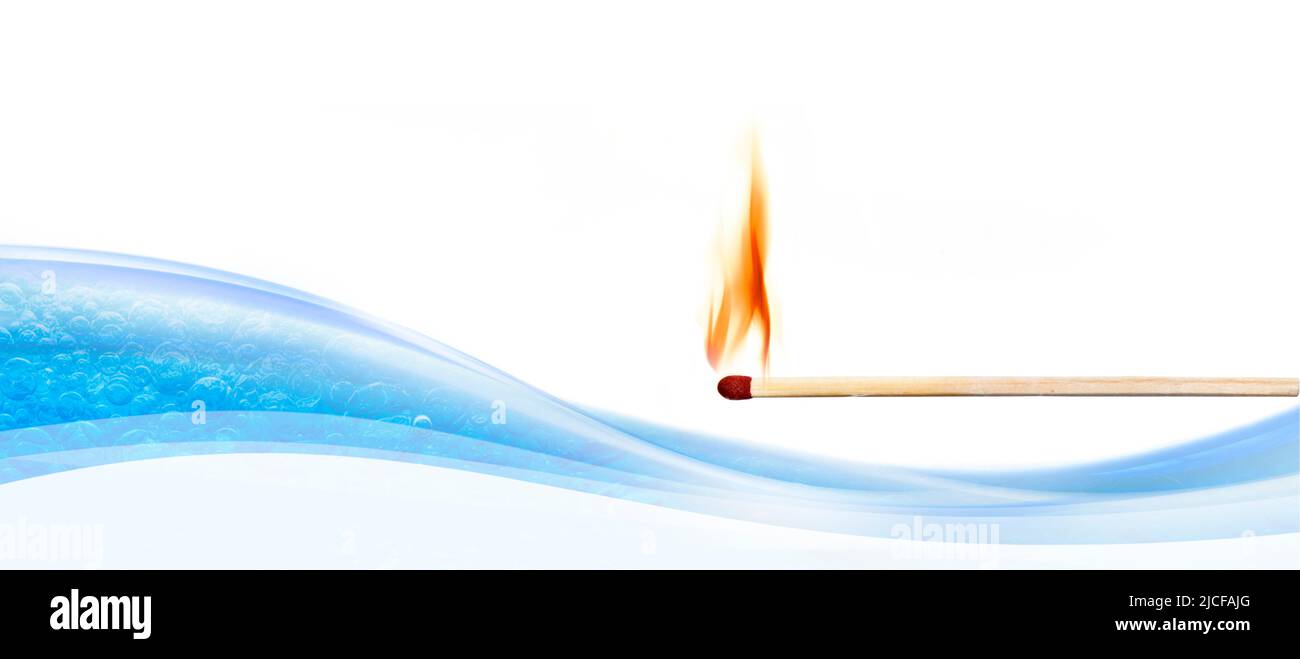 Wasser und Brennen passen zum Komponieren Stockfoto