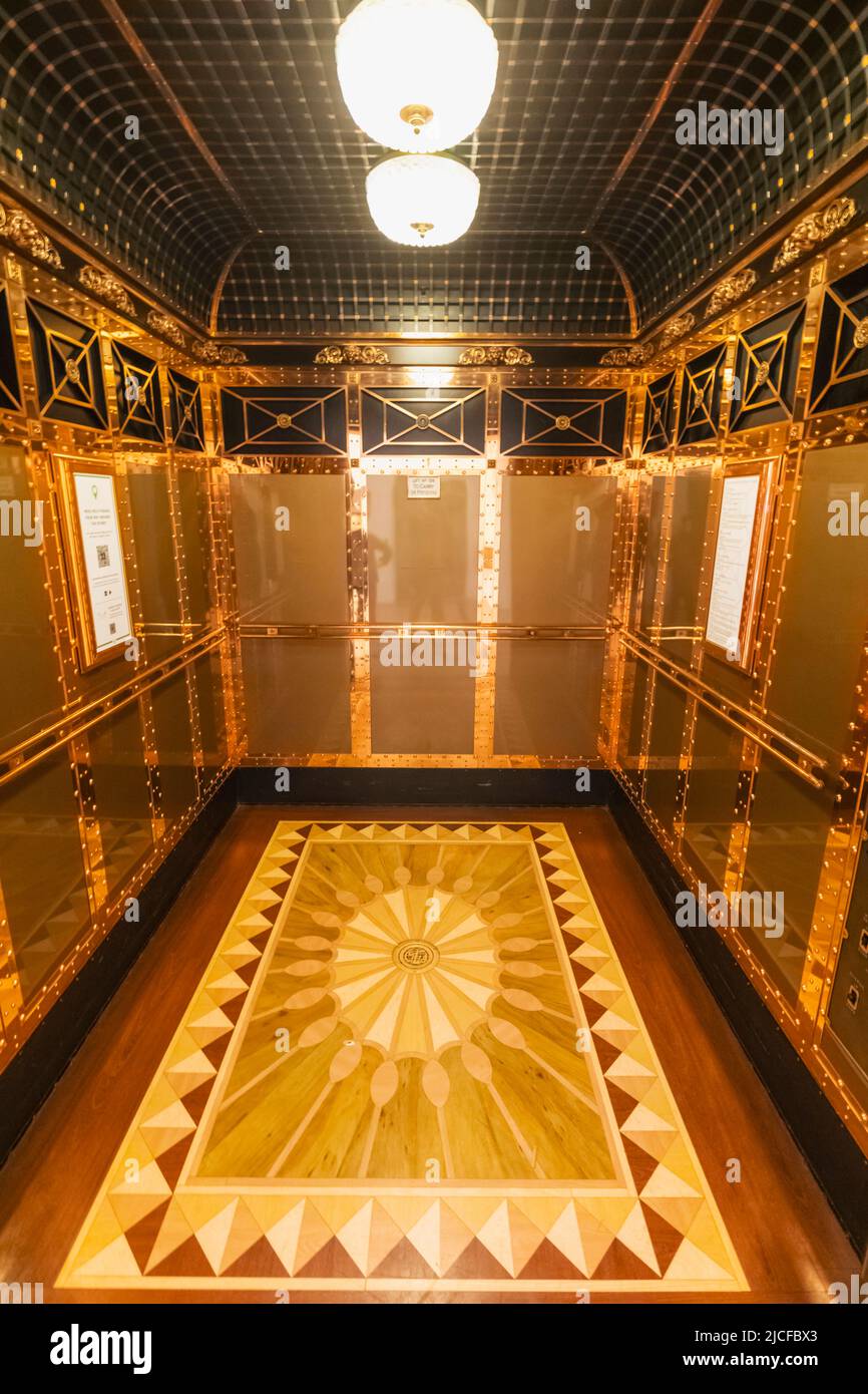England, London, Knightsbridge, Harrods Department Store, Lift Interior ...
