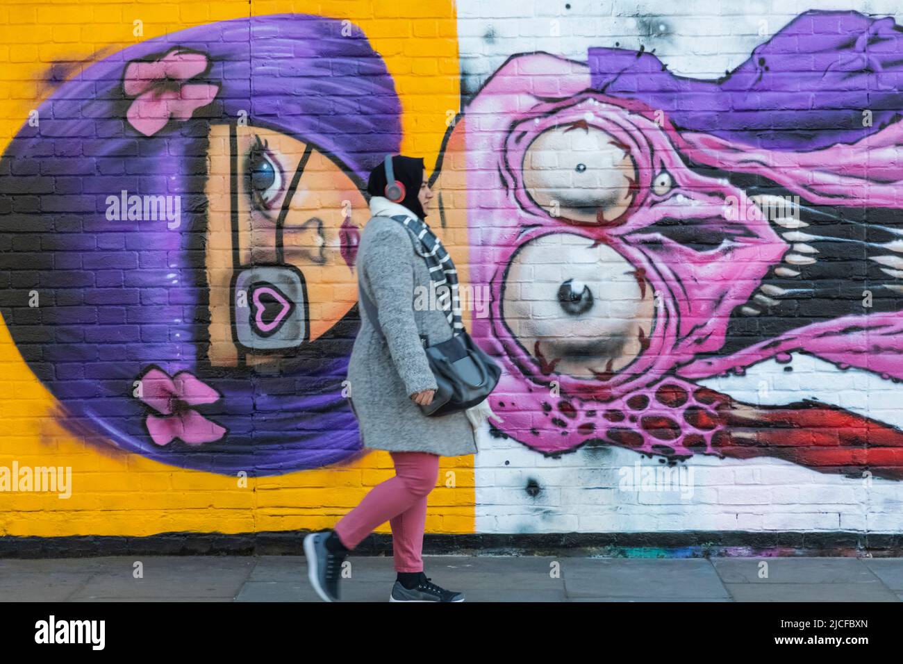 England, London, Shoreditch, Brick Lane, Street Art Stockfoto