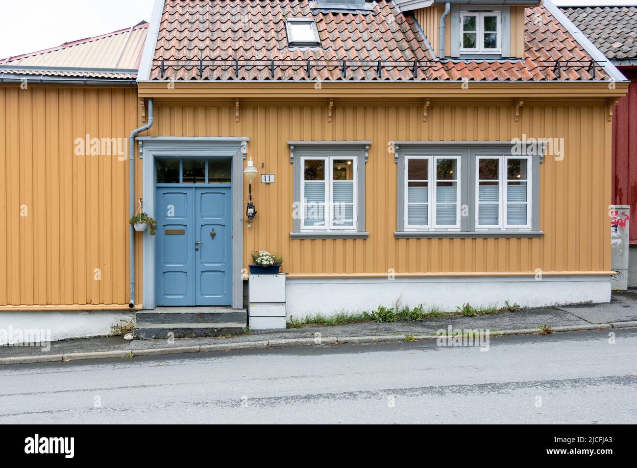 Norwegen, Trøndelag, Trondheim, altes traditionelles Wohnhaus. Stockfoto