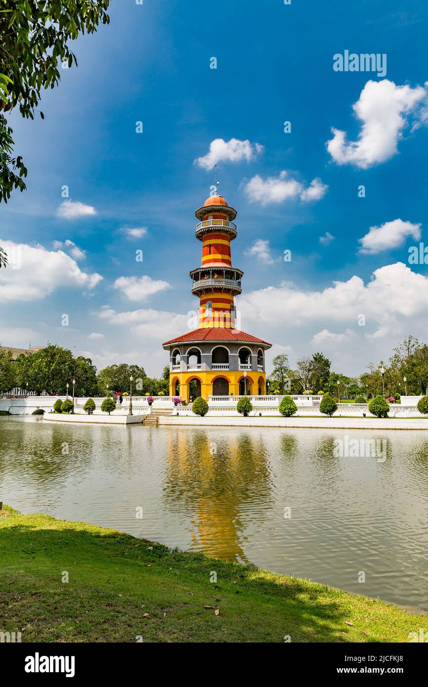 Aussichtsturm, Hor Withun Thatsana, Bang Pa-In, Sommerpalast Der Königlichen Familie, Chao Phraya River, Phra Nakhon Si Ayutthaya Provinz, Thailand Stockfoto