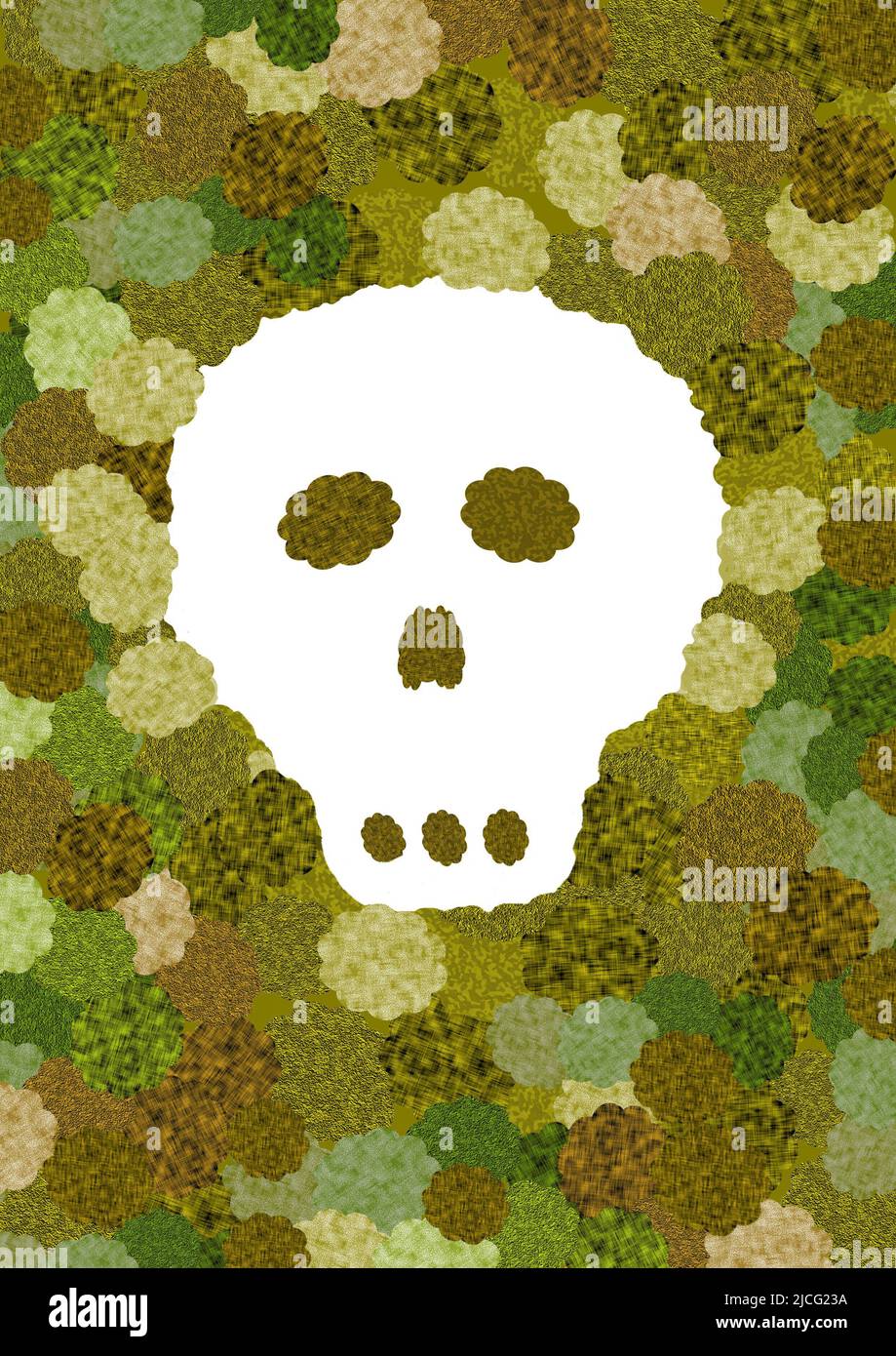 Ein Schädel aus abgeschnittenen Bäumen Stockfoto