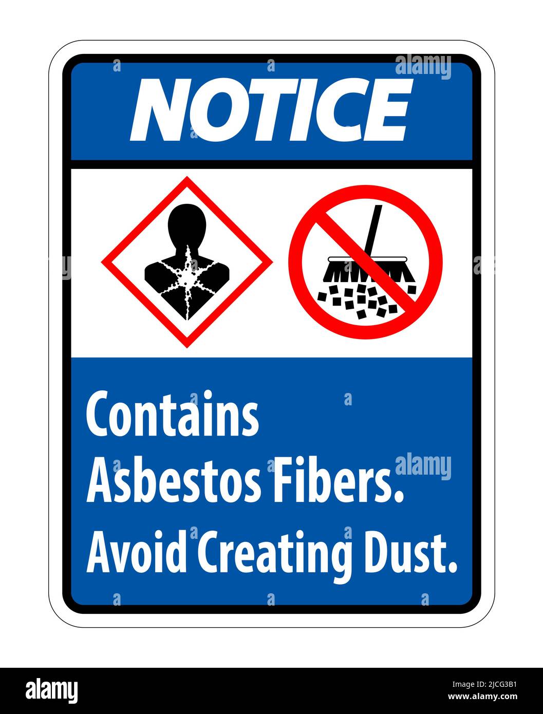 Hinweis Etikett Enthält Asbestfasern, Vermeiden Sie Die Bildung Von Staub Stock Vektor