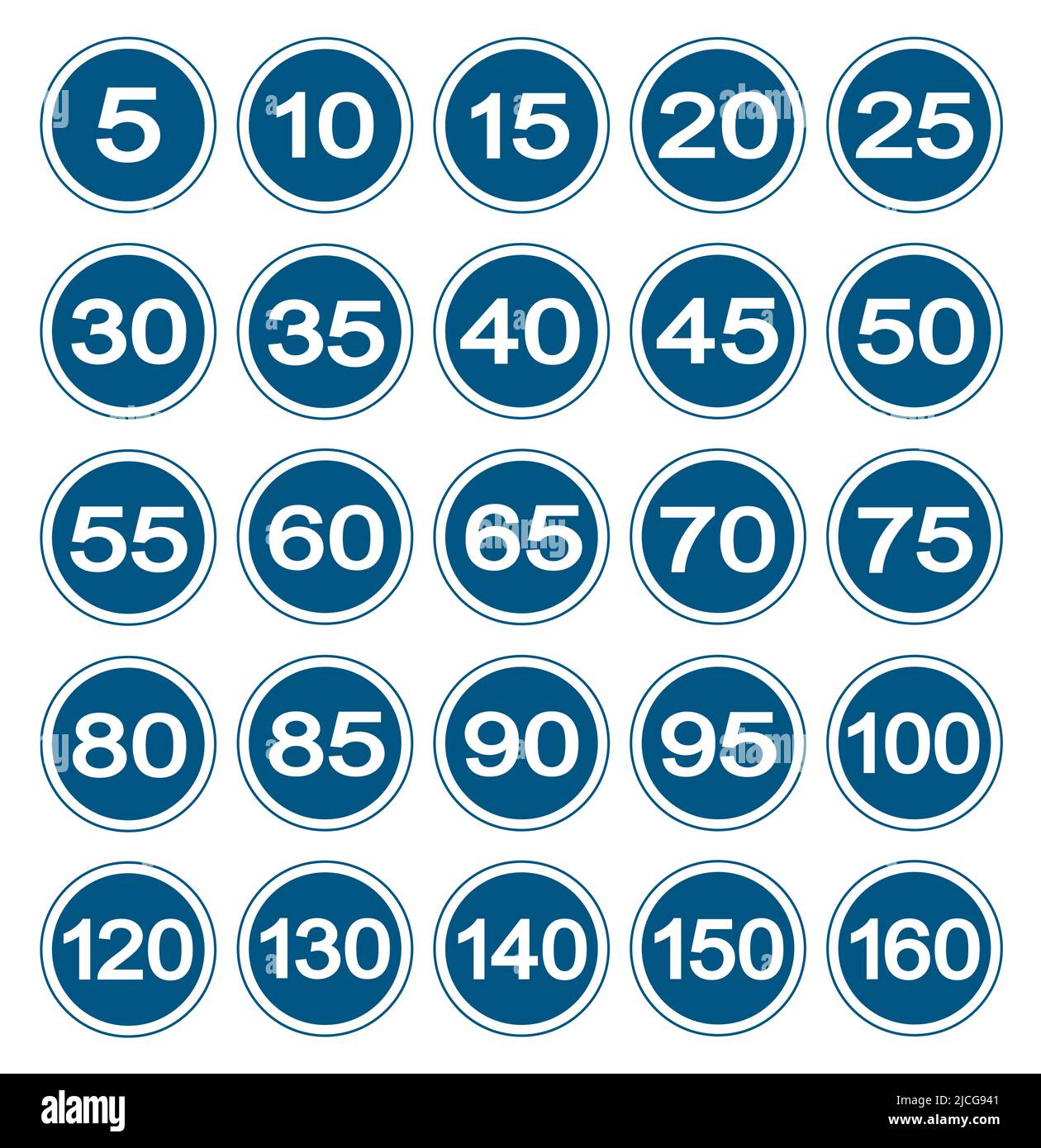 Geschwindigkeitsbegrenzungszeichen auf weißem Hintergrund isolieren, Vektorgrafik EPS.10 Stock Vektor