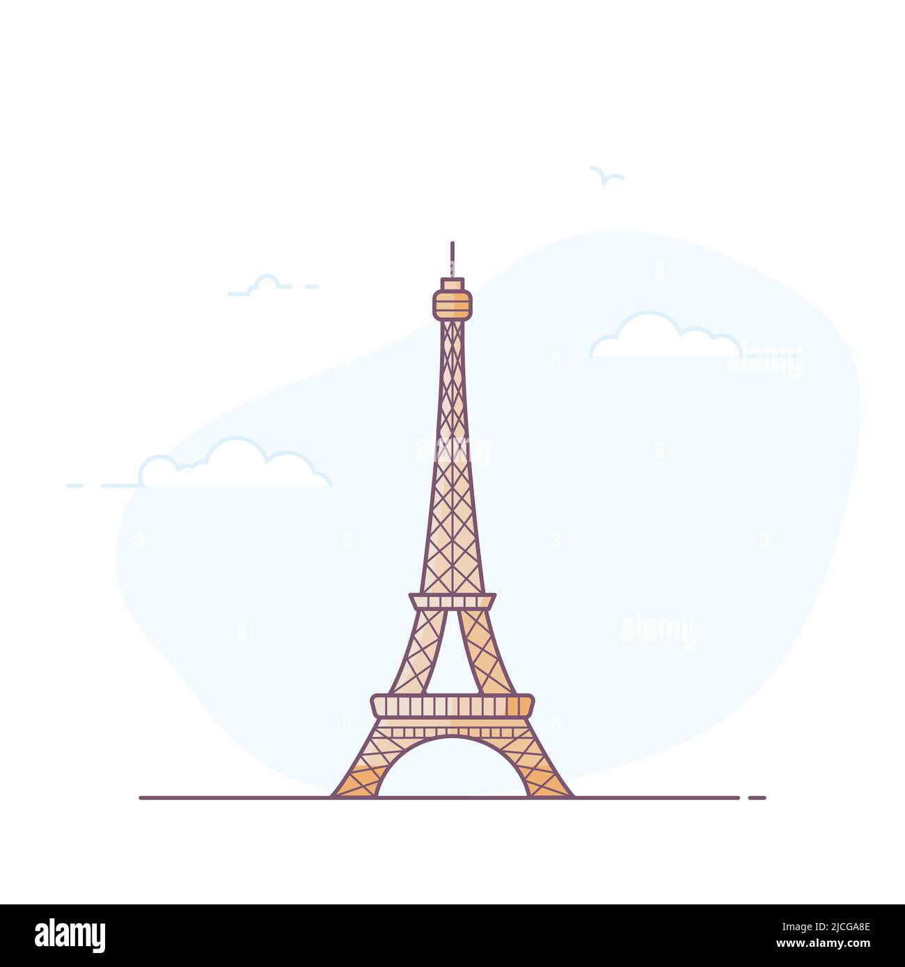 Paris Eiffel Tower Line Stil Stock Vektor