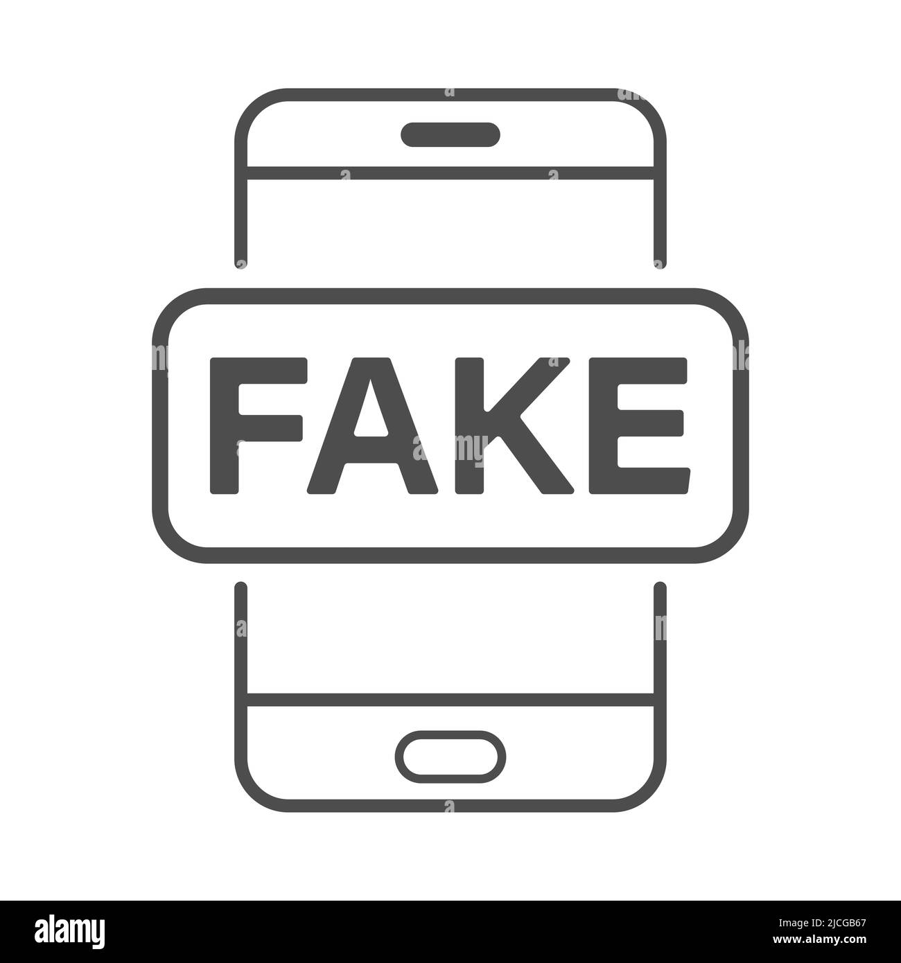 Fake News-Symbol auf Ihrem Smartphone. Eine leere lineare Kontur-Silhouette für Websites und Anwendungen. Flacher Style Stock Vektor