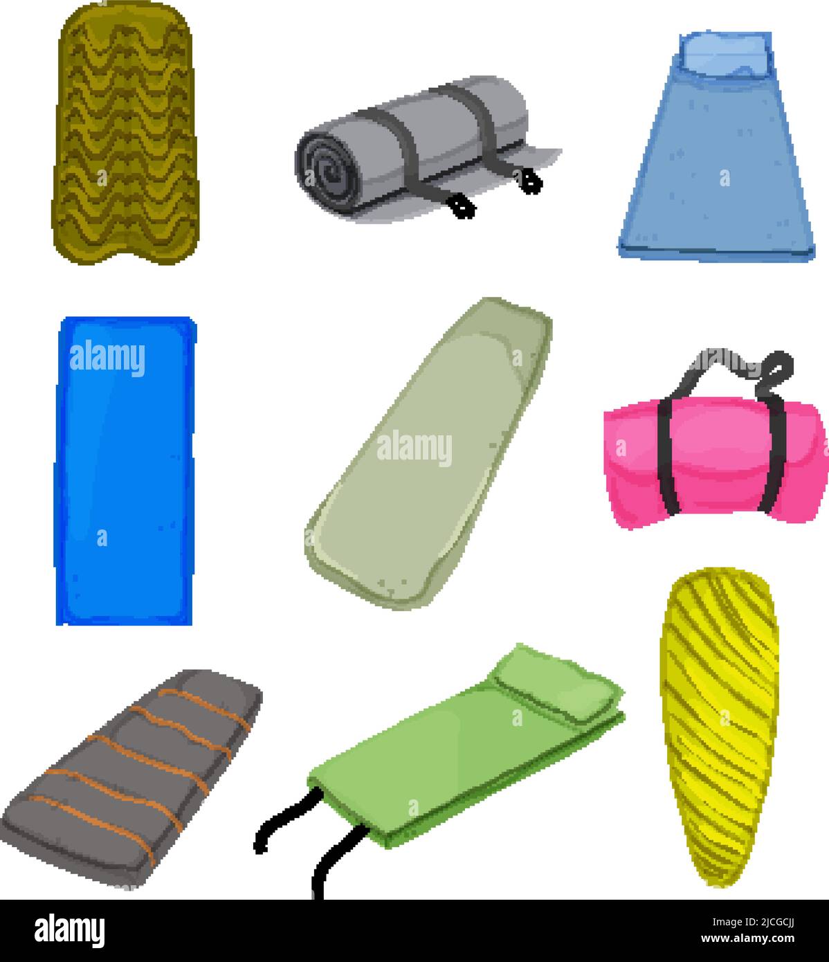 Camp Matte Set Cartoon Vektor Illustration Stock Vektor