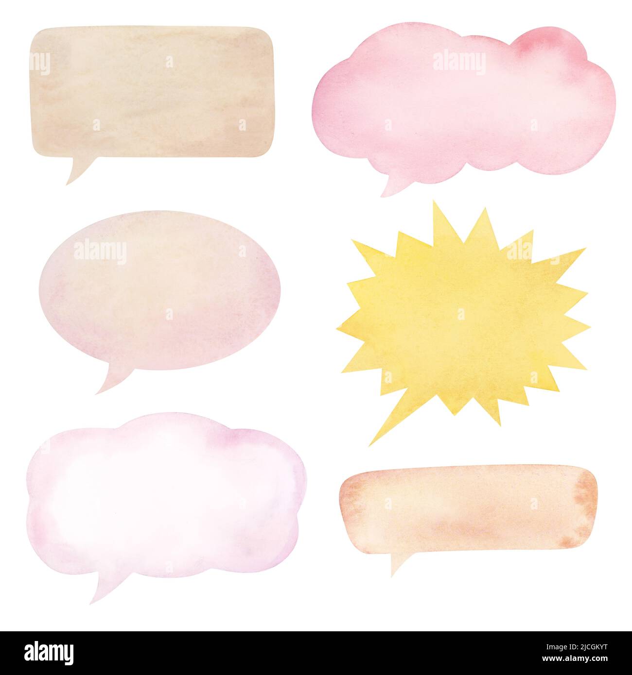 Blasen für Meldung und Dialog, Aquarellsatz Stockfoto