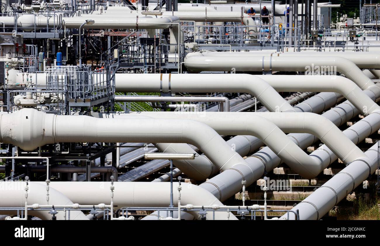 Eine Verdichterstation der Jagal-Erdgasleitung ist am 13. Juni 2022 in einer Gasverdichterstation in Mallnow, Deutschland, abgebildet. REUTERS/Hannibal Hanschke Stockfoto