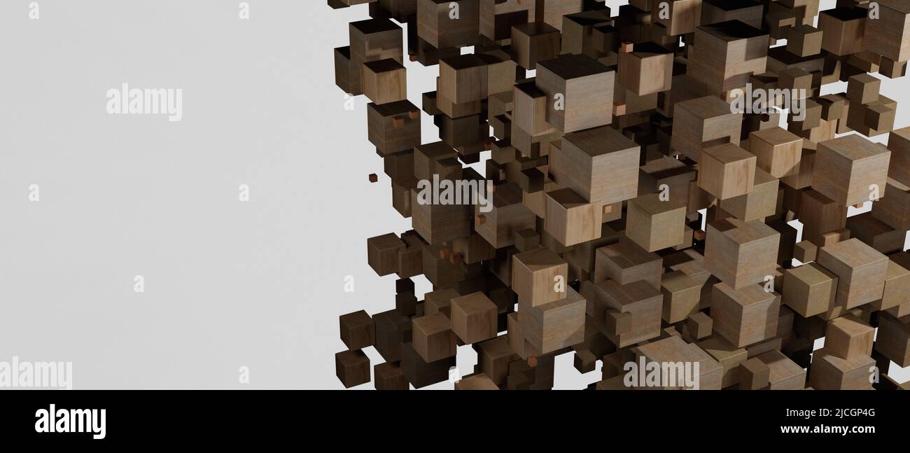Holzblöcke abstrakter Hintergrund 3D Stockfoto