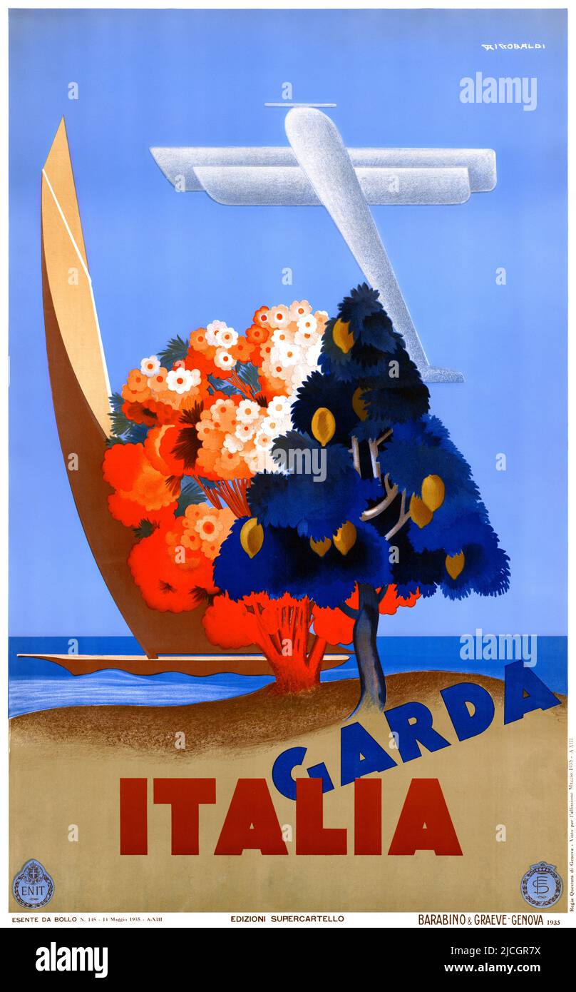 Garda. Italia von Giuseppe Riccobaldi (1887-1976). Poster veröffentlicht im Jahr 1935. Stockfoto