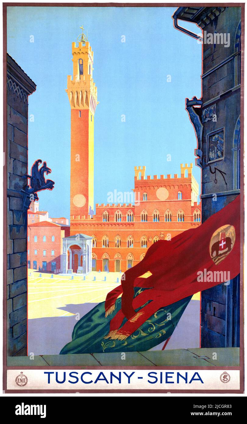 Toskana - Siena. Künstler unbekannt. Plakat veröffentlicht 1925 in Italien. Stockfoto