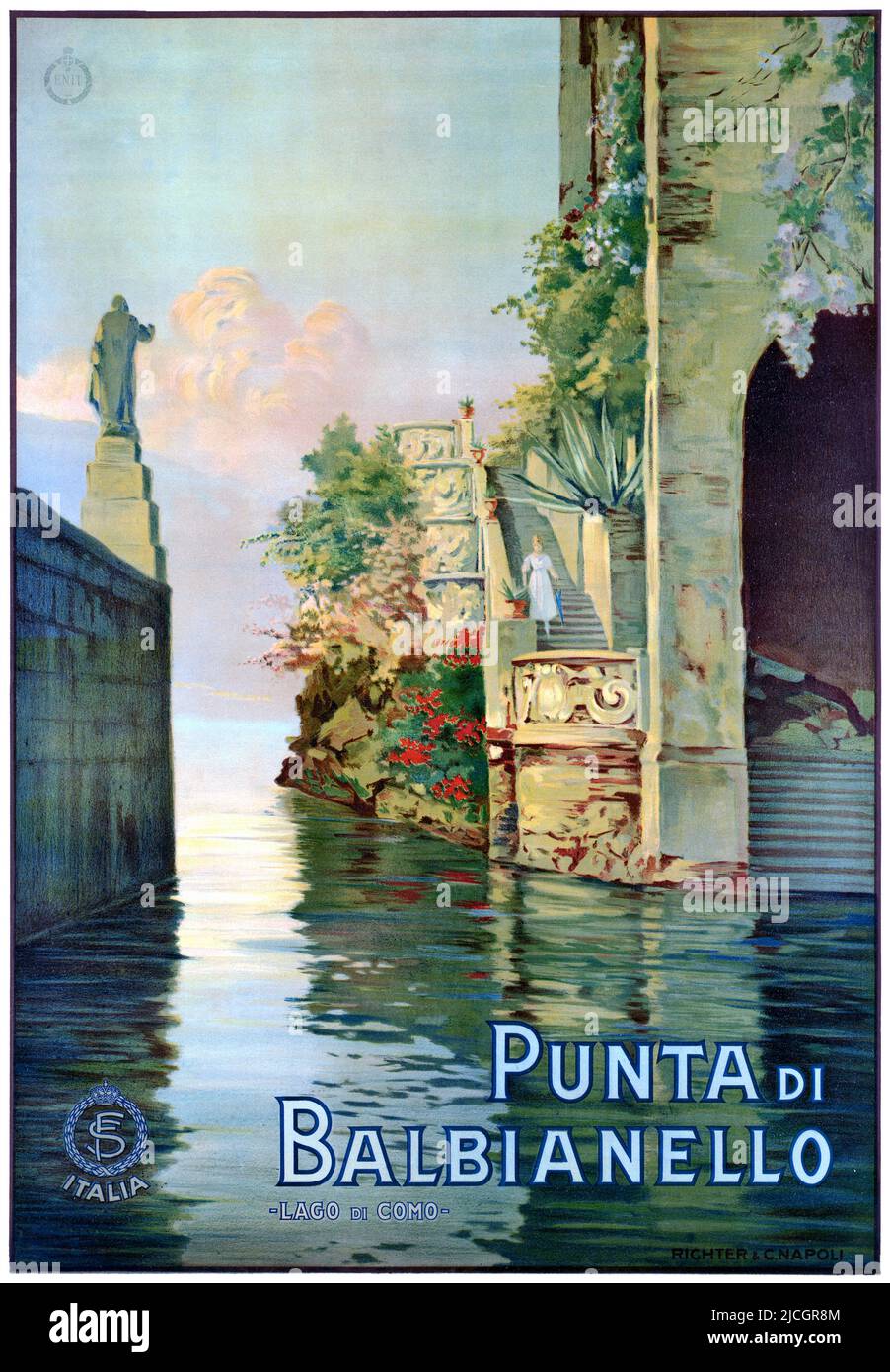 Punta di Balbianello von Fabio Cipolla (1852-1935). Plakat veröffentlicht 1925 in Italien. Stockfoto