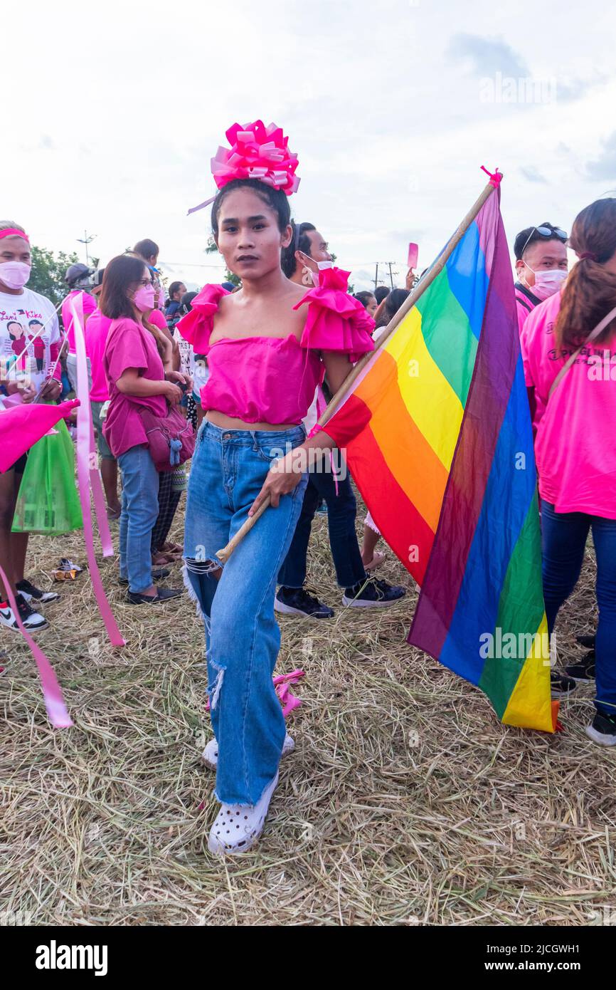 Ein Mitglied der LGBTQIA+ Community während einer Veranstaltung in Cebu, Philippinen Stockfoto