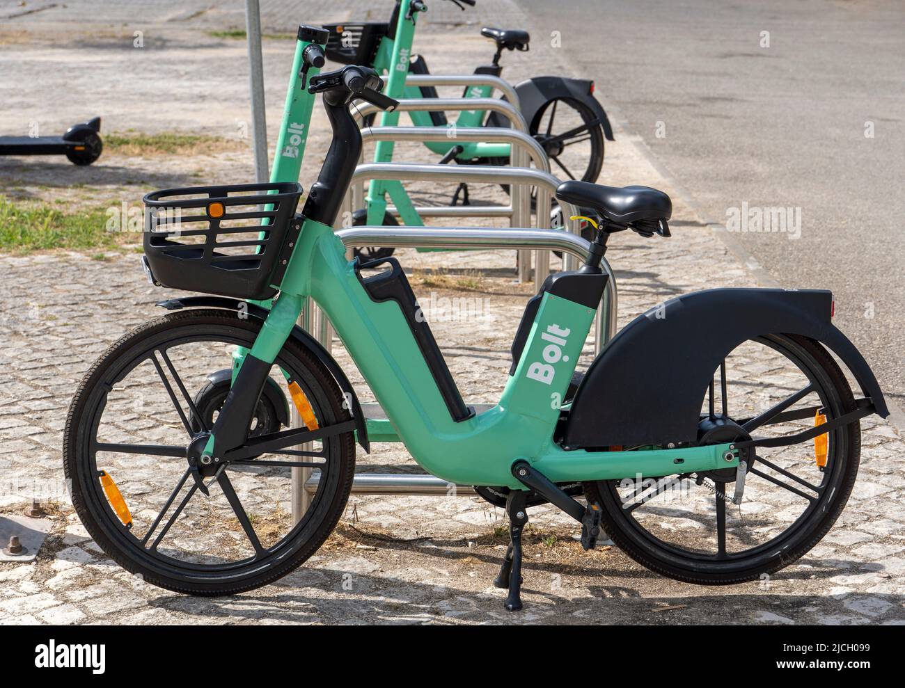 Bolt elektrisches Leihrad Stockfoto