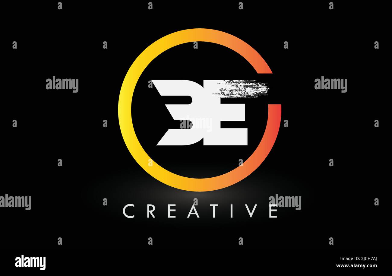 Kreisförmiges weißes BESEN-Pinsel-Logo-Design mit schwarzem Kreis. Creative Brushed Letters Icon Logo. Stock Vektor