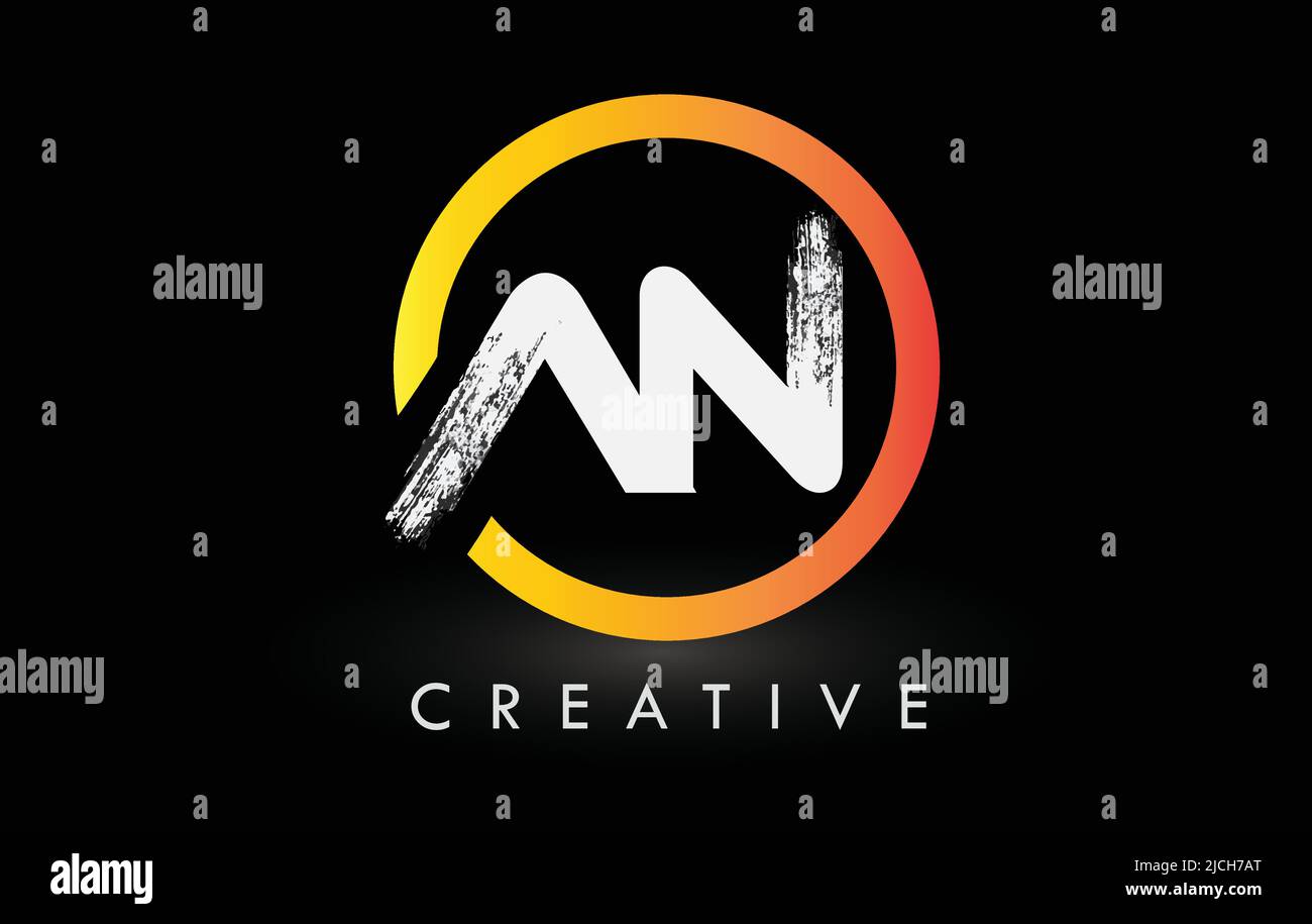 Kreisförmiges Weiß EIN Brush Letter Logo Design mit schwarzem Kreis. Creative Brushed Letters Icon Logo. Stock Vektor