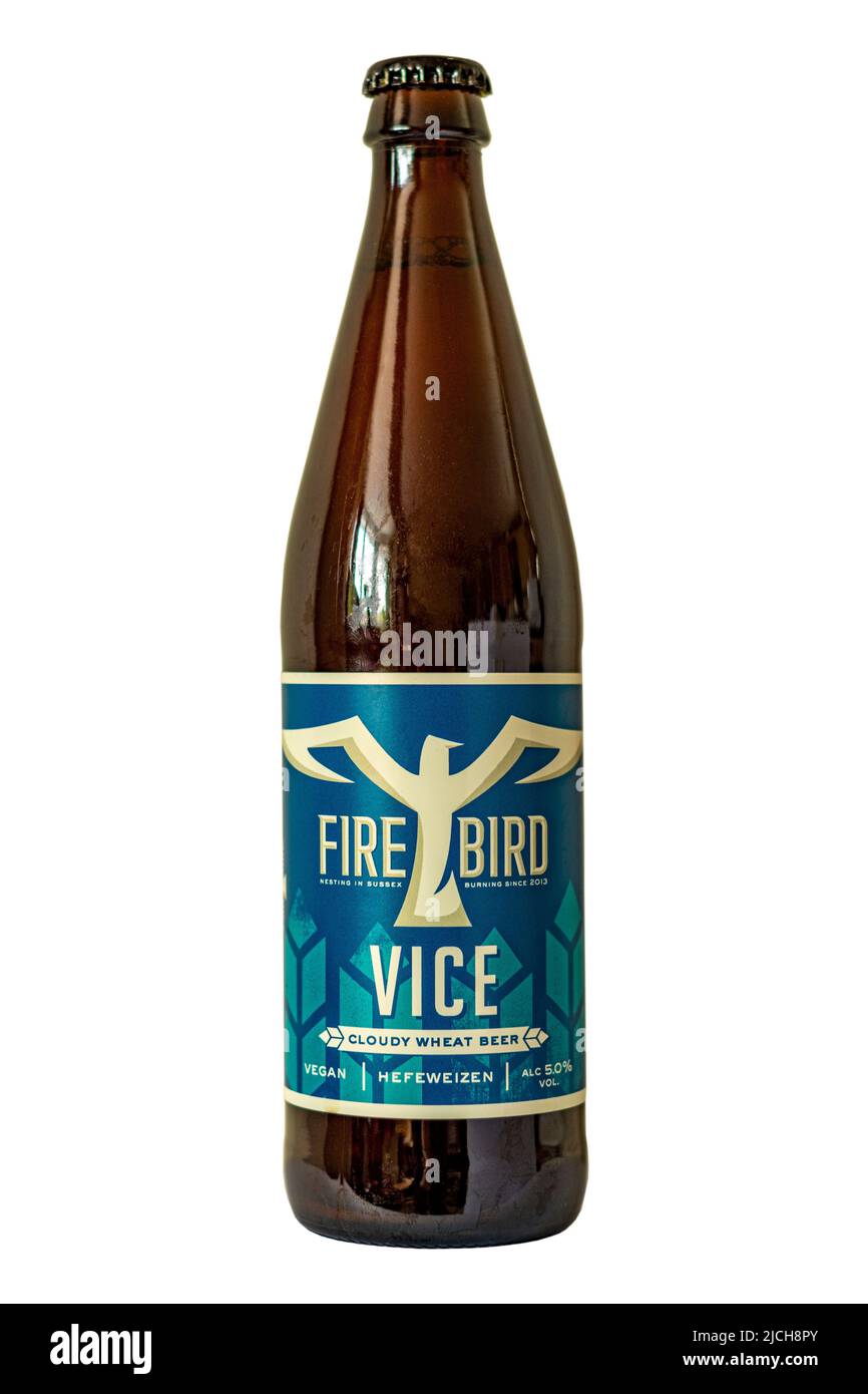 Firebird Brewery - Vice (Cloudy Wheat Beer) Abgefülltes Bier - Alc 5,0%. Stockfoto