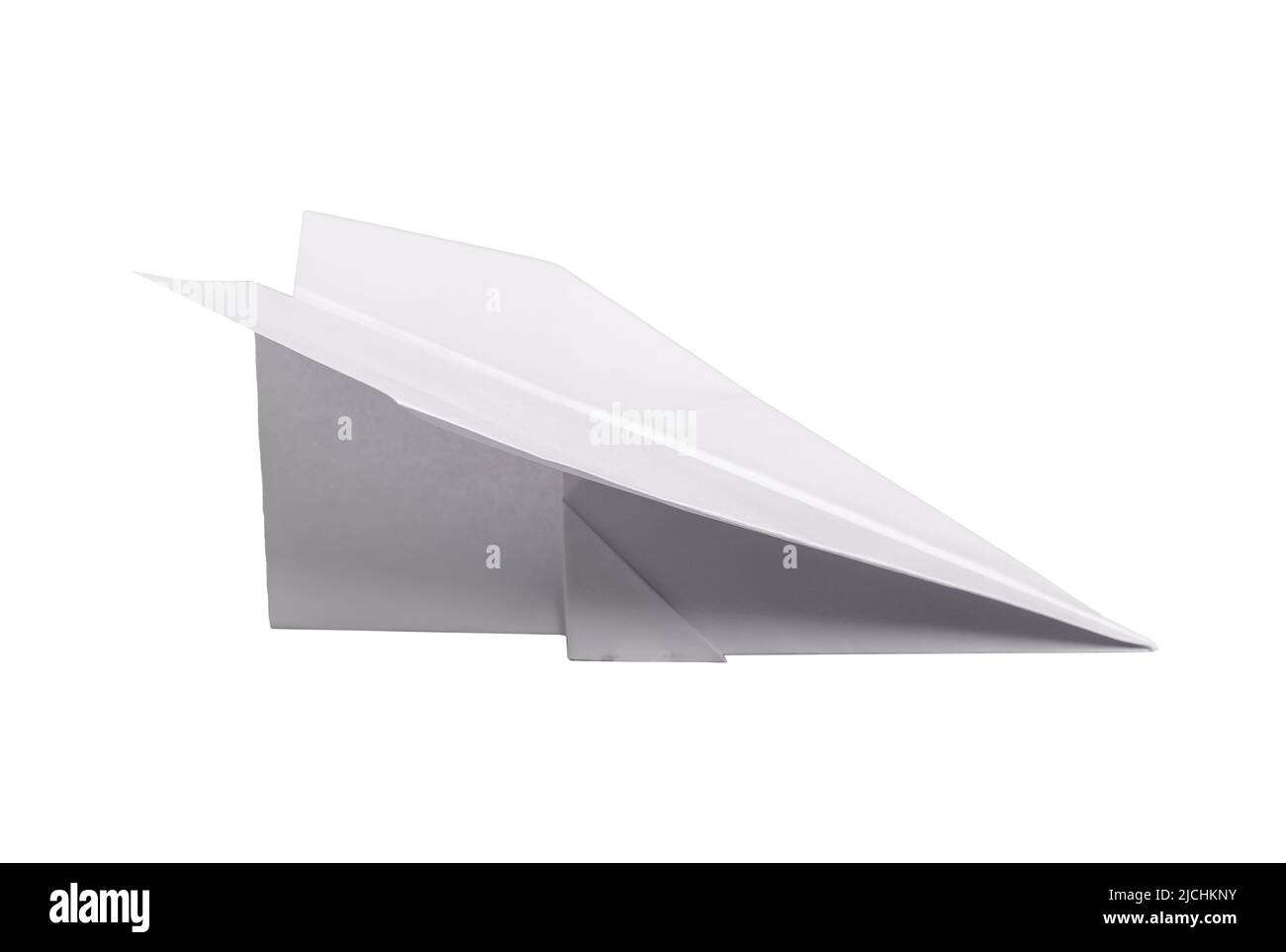 Origami-Ebene isoliert auf weißem Hintergrund. Papierfaltkunst. Symbol der Kindheit, des Träumens, der Freiheit, der Phantasie, der Kreativität. Hochwertige Fotos Stockfoto