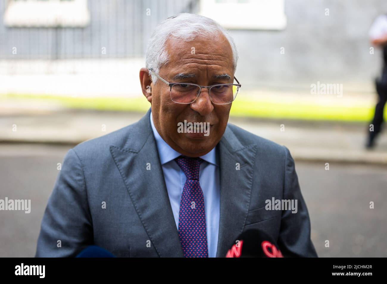 London, Großbritannien. 13.. Juni 2022. Der portugiesische Premierminister Antonio Costa im Vorfeld eines bilateralen Treffens in der Downing Street in London. Die Regierung wird heute Änderungen der nordirischen Protokollgesetzgebung veröffentlichen. (Foto von Tejas Sandhu/SOPA Images/Sipa USA) Quelle: SIPA USA/Alamy Live News Stockfoto